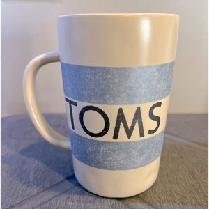 TOMS Shoes Target 5" Tall Coffee Mug Cup Stoneware Blue Stripe Drinking Mug